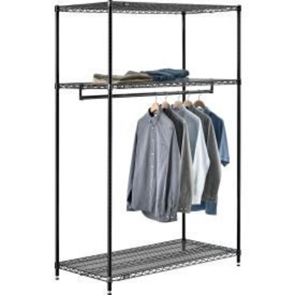 Global Equipment Free Standing Clothes Rack - 3 Shelf - 48"W x 24"D x 74"H - Black 184451B